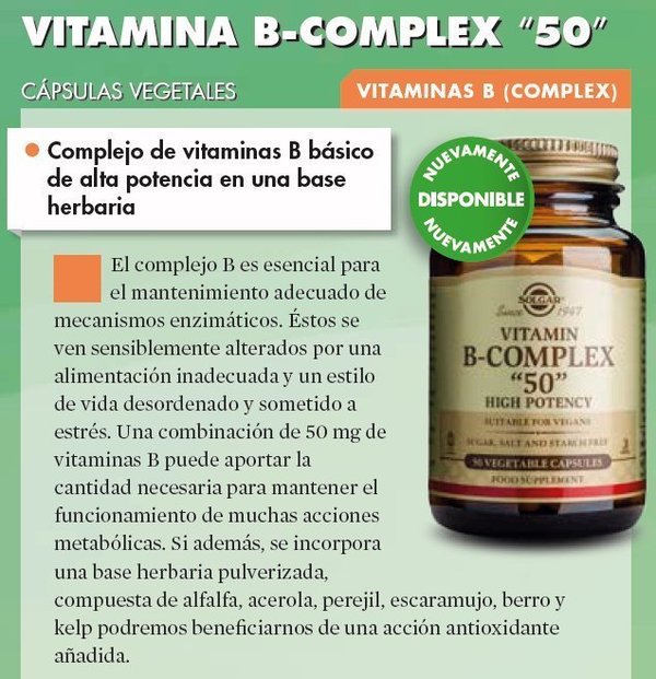 B-Complex "50" 50 comprimidos de Solgar