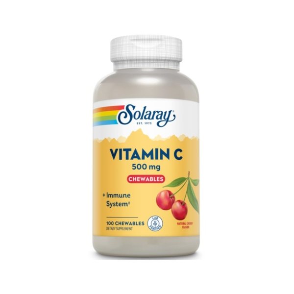 Vitamina C 500 mg 100 comprimidos masticables sabor cereza Solaray