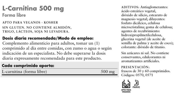 L-carnitina 500 mg 60 comprimidos de Solgar