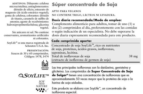Super concentrado de soja isoflavonas 30 comprimidos Solgar
