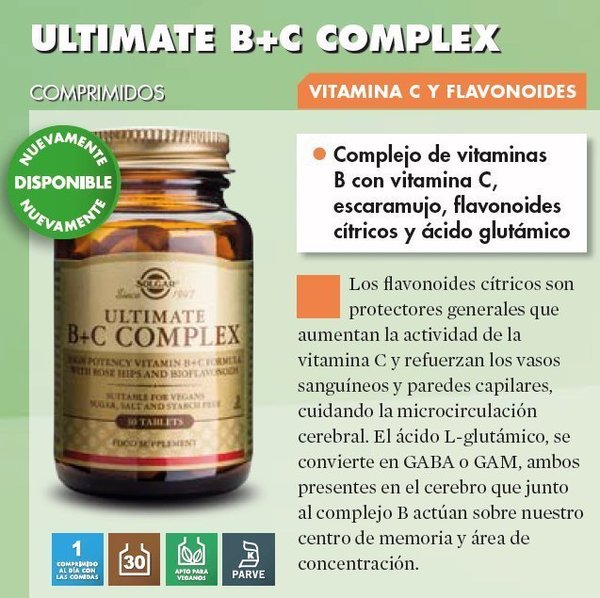 Ultimate B+C Complex 30 comprimidos de Solgar