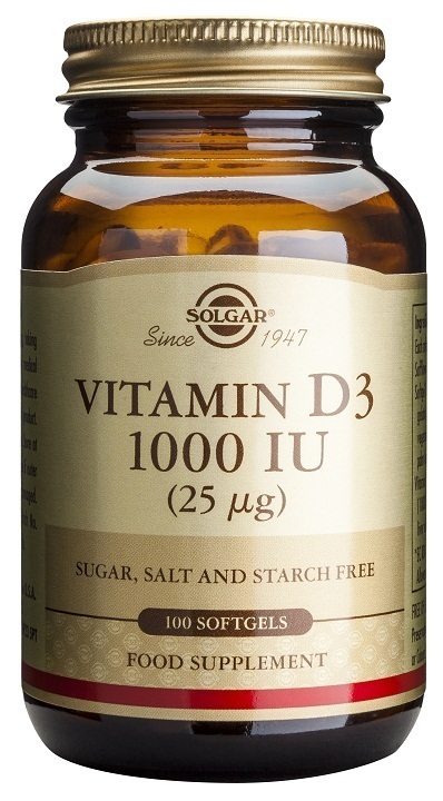 Vitamina D3 1000 UI (25 mcg.) 100 cápsulas de Solgar