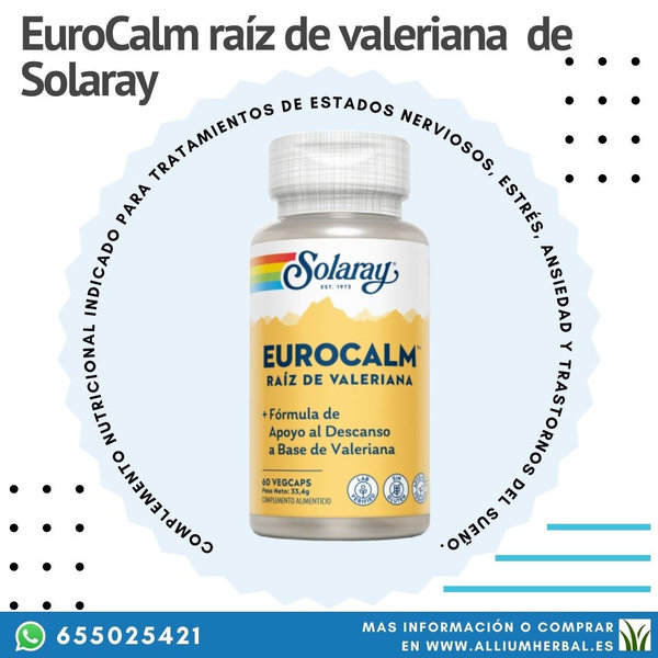 Eurocalm raíz de valeriana 60 cápsulas de Solaray