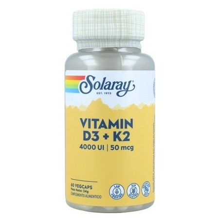Vitamina D-3 & K-2 (MK7) 60 cápsulas vegetales de Solaray