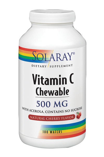Vitamina C 500 mg 100 comp masticable sabor naranja Solaray