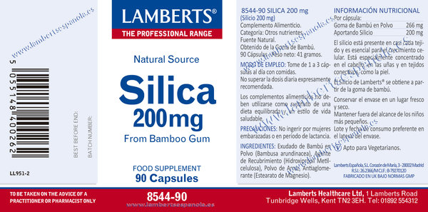 Silicio 200 mg 90 cápsulas de Lamberts