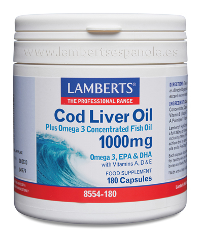 Aceite de hígado de bacalao 1000 mg 180 cápsulas de Lamberts