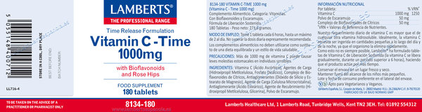 Vitamina C 1000 mg. Liberación Sostenida 180 tabletas de Lamberts