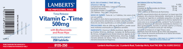 Vitamina C liberación Sostenida 500 mg 250 tabletas de Lamberts