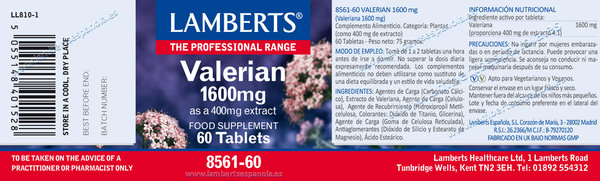 Valeriana 1.600 mg 60 tabletas de Lamberts