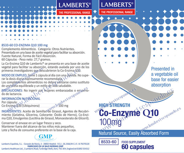 Co-enzima Q10 100 mg 60 cápsulas de Lamberts