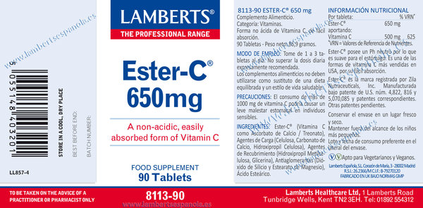 Ester C® 650 mg 90 tabletas de Lamberts