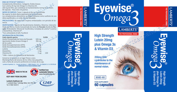 Eyewise® con Luteína, Zeaxantina mas Omega 3 y Vitamina D 60 cápsulas de Lamberts