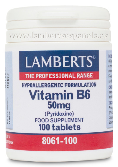 Vitamina B6 o Piridoxina 50 mg 100 tabletas de Lamberts