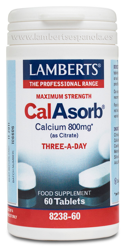CalAsorb, Calcio 800 mg como Citrato y Vitamina D3 60 tabletas de Lamberts