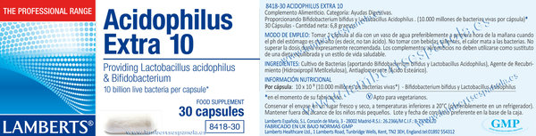 Acidophilus extra 10 30 cápsulas de Lamberts