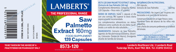 Extracto de Saw Palmetto o Serenoa repens 160 mg 120 cápsulas de Lamberts
