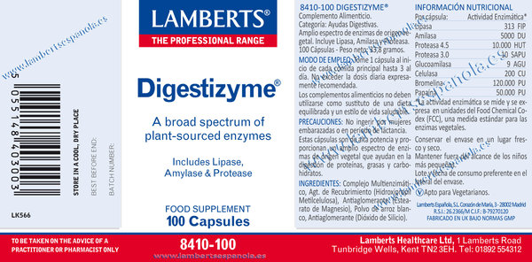 Digestizyme 100 cápsulas de Lamberts