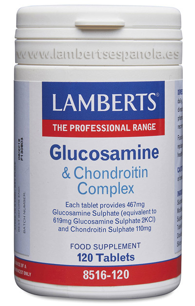 Complejo de Glucosamina 467 mg y Condroitina 110 mg 120 tabletas de Lamberts