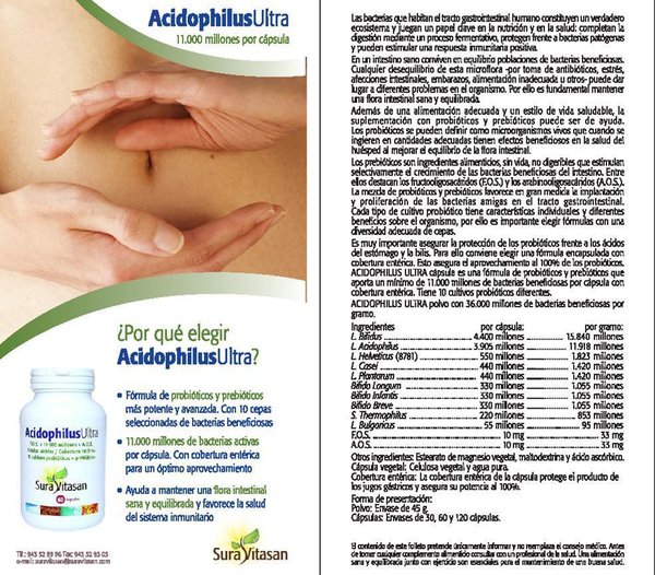 Acidophilus Ultra 120 capsulas de Sura Vitasan