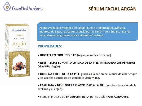 Serum facial de argán antiarrugas 15 ml de Esential´arôms