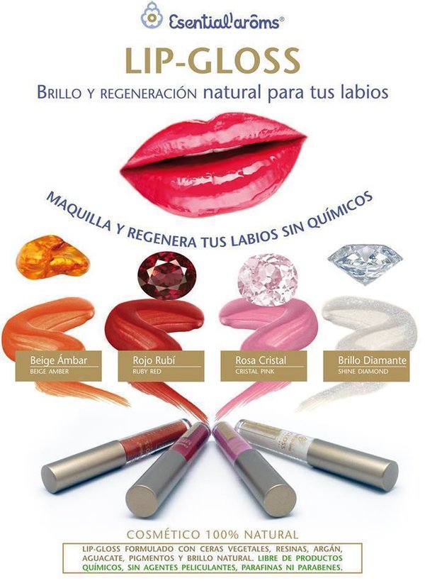 Lip-Gloss Rojo Rubí con pincel aplicador de Esential Aroms