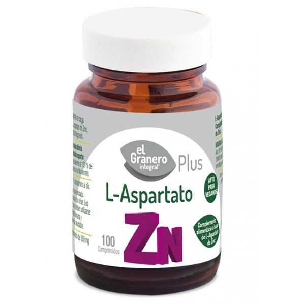 L-aspartato de Zinc 100 cápsulas, 360 mg de El Granero Integral