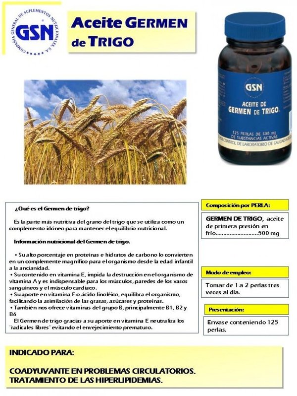 Perlas de germen de trigo 125 comprimidos de GSN