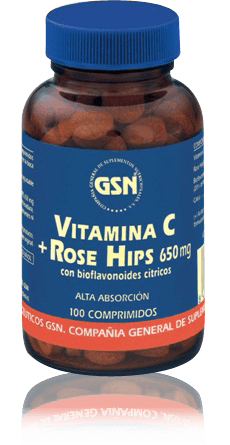 Vitamina C Rose Hips 650 gramos 100 comprimidos de GSN