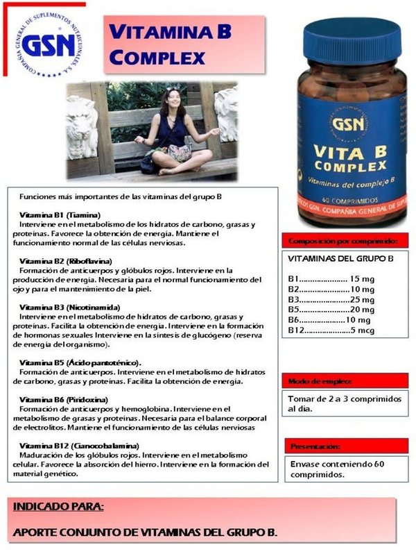 Vitamina B complex 60 comprimidos de GSN