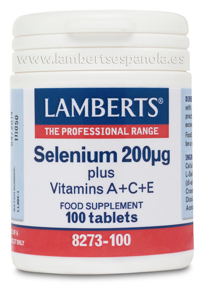 Selenio 200 mcg más Vitaminas A, C y E. Una al Día 60 tabletas de Lamberts