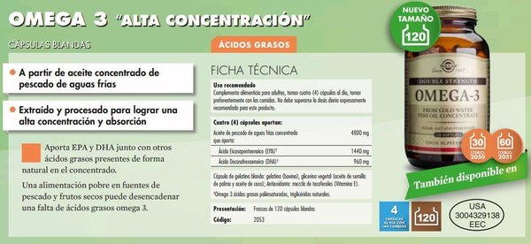 Omega 3 Alta Concentración 60 cápsulas de Solgar
