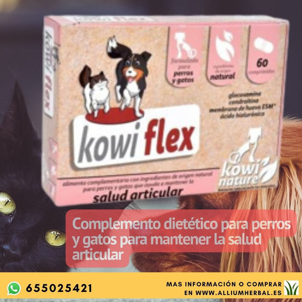 Kowi Flex Plus Perros y Gatos salud articulaciones 60 comprimidos de Kowi Nature